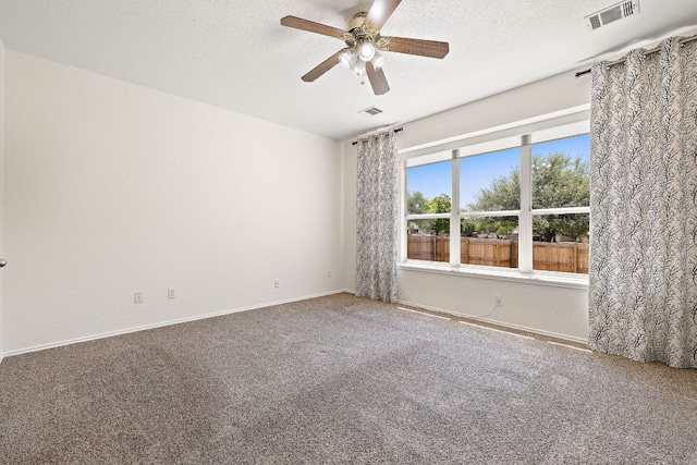 20312 Bellerive Dr, Pflugerville, TX 78660 - empty room with carpet floors, ceiling fan, baseboards, and a textured ceiling
