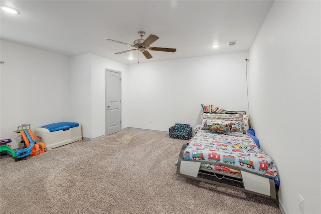 4118 Cripple Creek Dr, Temple, TX 76502 - carpeted bedroom featuring recessed lighting, baseboards, and a ceiling fan
