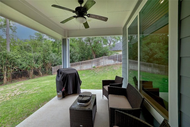 4118 Cripple Creek Dr, Temple, TX 76502 - view of patio / terrace with a ceiling fan and grilling area