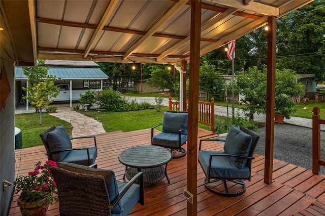 120 Highland Ln, Kingsland, TX 78639 - wooden terrace with a lawn