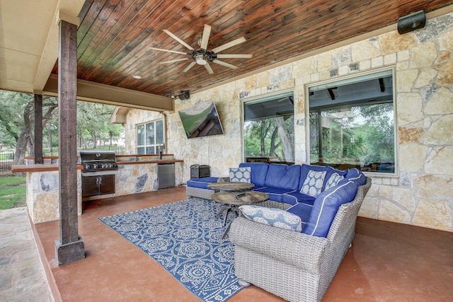 228 Marbella Way, Georgetown, TX 78633 - view of patio featuring ceiling fan and an outdoor hangout area