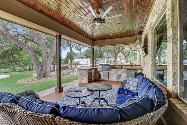 228 Marbella Way, Georgetown, TX 78633 - view of patio / terrace with ceiling fan and an outdoor living space