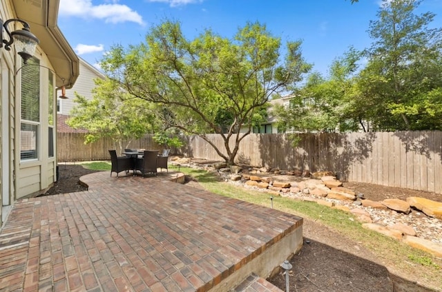 view of patio featuring a fenced backyard