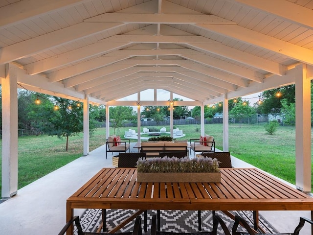 5203 Branding Chase St, Austin, TX 78727 - view of patio / terrace with a fenced backyard, outdoor dining space, and an outdoor living space