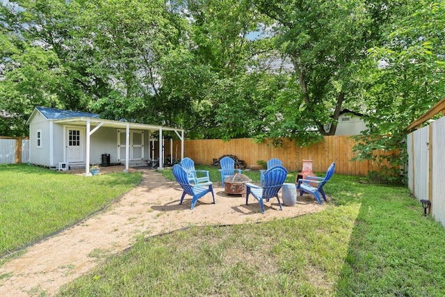 421 James St, Boerne, TX 78006 - view of yard featuring a fire pit