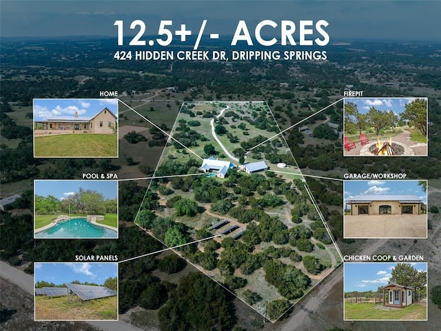 424 Hidden Creek Dr, Dripping Springs, TX 78620 - map / location with property parcel outlined