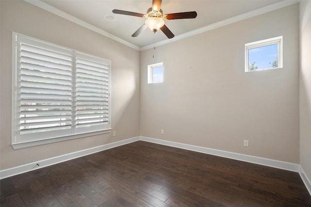 103 Lockhart Loop, Georgetown, TX 78628 - unfurnished room featuring dark wood finished floors, crown molding, and ceiling fan