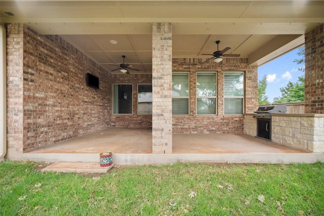 103 Lockhart Loop, Georgetown, TX 78628 - view of patio with a ceiling fan and area for grilling