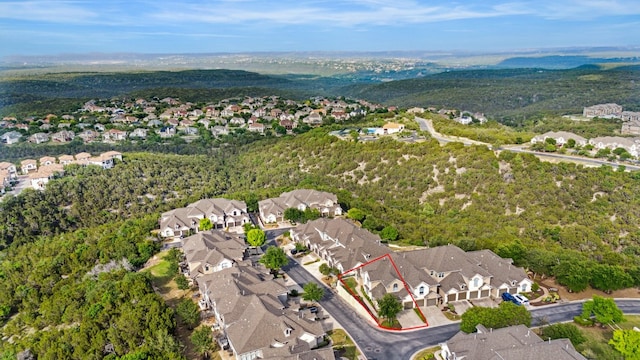 birds eye view of property with a residential view