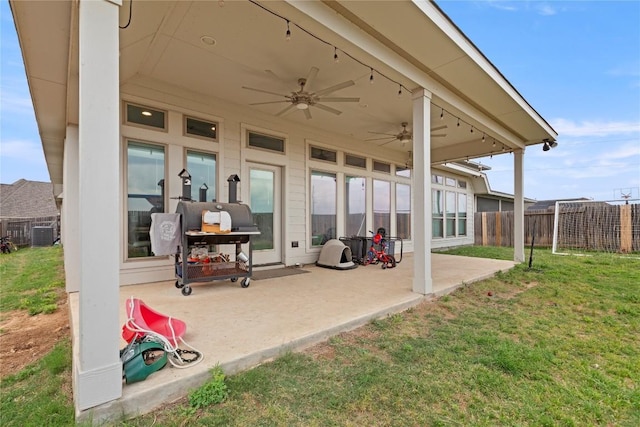 3105 High Meadow St, Seguin, TX 78155 - view of patio / terrace with a ceiling fan and cooling unit