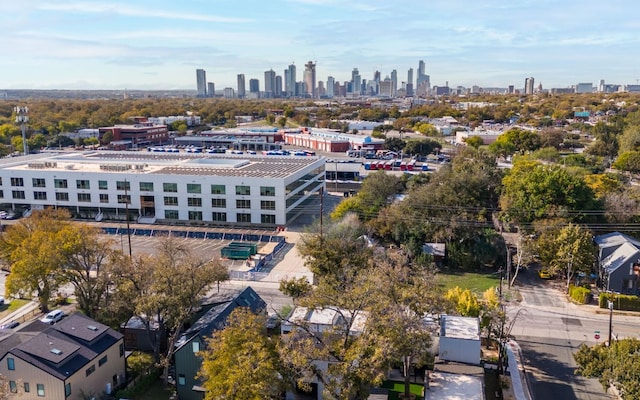 bird's eye view with a city view