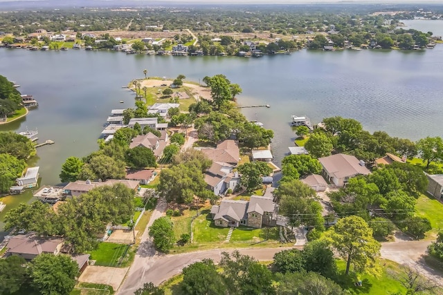 aerial view with a residential view and a water view