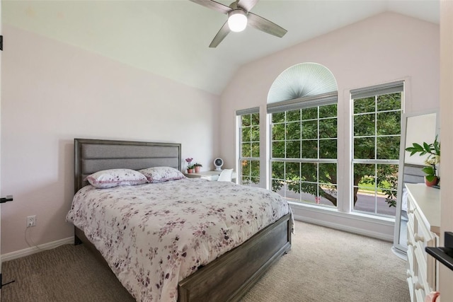 2045 Saint Andrews Dr, Round Rock, TX 78664 - bedroom featuring vaulted ceiling, light colored carpet, and ceiling fan