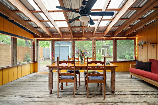 1516 Madison Ave, Austin, TX 78757 - sunroom / solarium with wood-type flooring, a deck, and wooden walls
