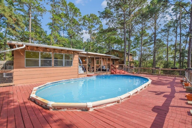 pool with a deck