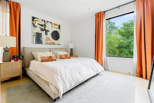 bedroom with light wood-type flooring