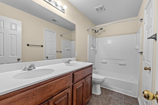 full bathroom featuring a sink, double vanity, and visible vents