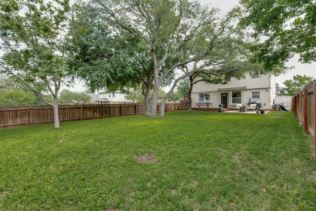 view of yard with a patio and a fenced backyard