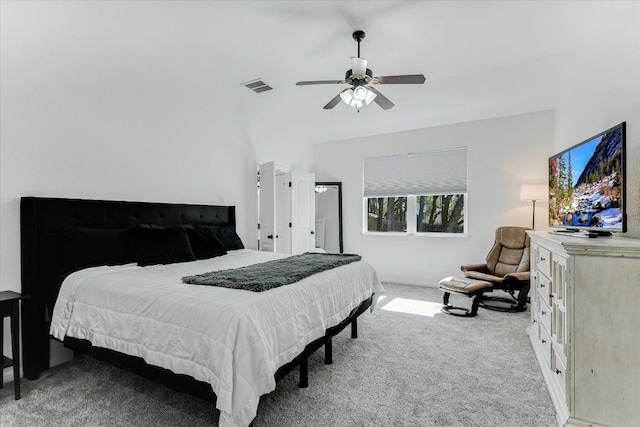 240 Fort Mabry Loop, Georgetown, TX 78628 - bedroom featuring visible vents, a ceiling fan, baseboards, and light carpet