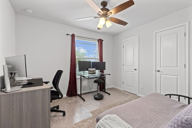 216 Pearland St, Hutto, TX 78634 - bedroom featuring a ceiling fan, baseboards, and light colored carpet