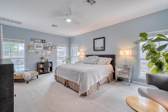 4511 Heights Dr, Austin, TX 78746 - bedroom featuring light colored carpet and a ceiling fan