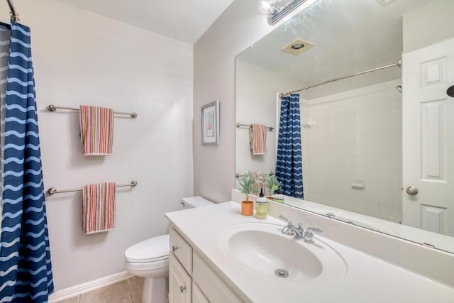 4511 Heights Dr, Austin, TX 78746 - bathroom featuring vanity, tile patterned flooring, and curtained shower