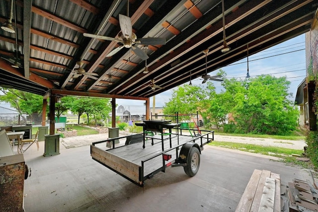 view of patio featuring ceiling fan