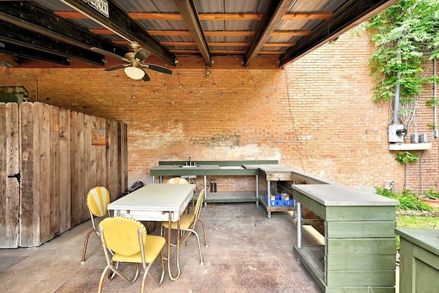 view of patio / terrace with ceiling fan