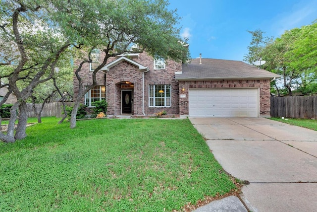 1205 Yountville Dr, Leander, TX 78641 - traditional-style home featuring driveway, an attached garage, brick siding, and roof with shingles