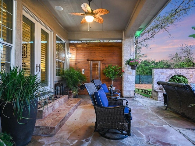 view of patio / terrace with ceiling fan