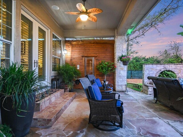 5709 Laguna Cliff Ln, Austin, TX 78734 - view of patio featuring ceiling fan