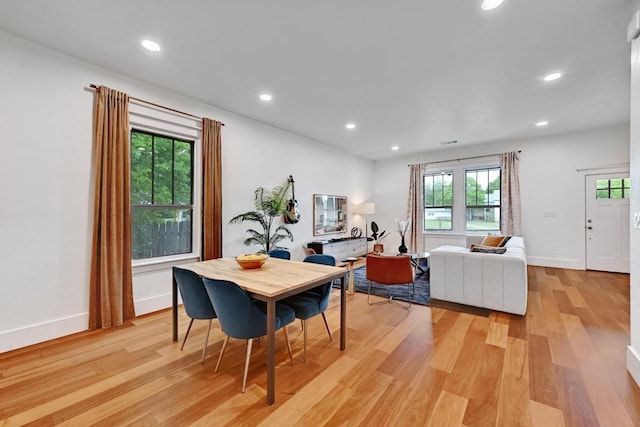 1200 Woodlawn St, Lockhart, TX 78644 - dining space featuring light wood-style flooring, healthy amount of natural light, recessed lighting, and baseboards