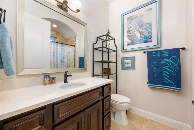 228 Cimarron Hills Trl E, Georgetown, TX 78628 - full bathroom with vanity, tile patterned flooring, and a shower with shower curtain