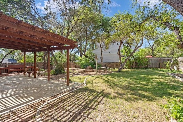 9800 Knotty Pine Cv, Austin, TX 78750 - view of yard featuring a patio, a pergola, and a fenced backyard