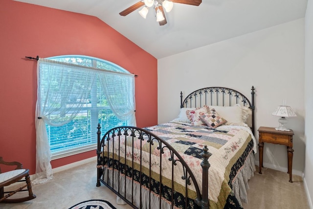 1720 Woodvista Pl, Round Rock, TX 78665 - bedroom with carpet floors, lofted ceiling, a ceiling fan, and baseboards