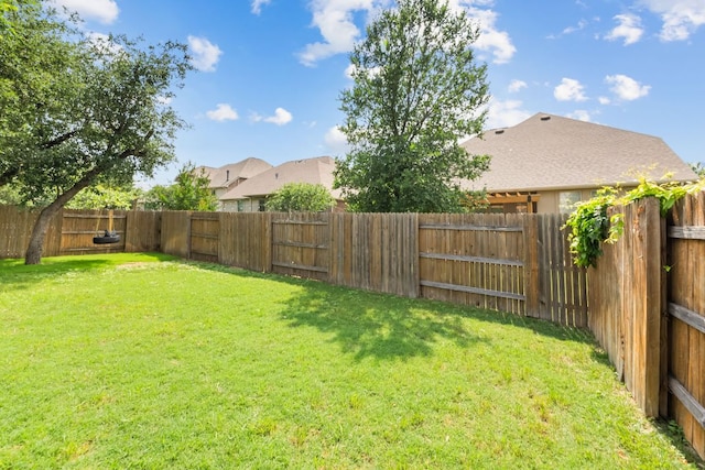 view of yard featuring a fenced backyard