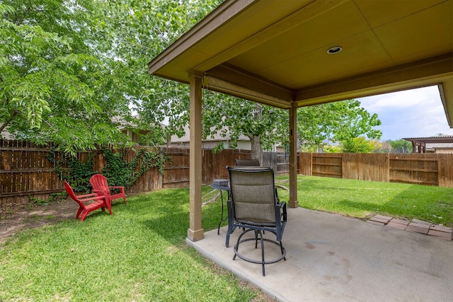 view of yard featuring a fenced backyard and a patio