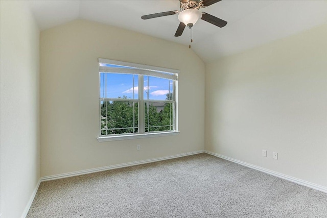 3639 Hermann St, Round Rock, TX 78681 - carpeted empty room featuring a ceiling fan, baseboards, and vaulted ceiling