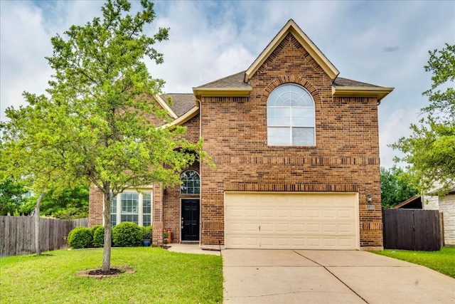 3012 Centennial Olympic Park, Austin, TX 78732 - traditional home with a garage, concrete driveway, brick siding, and a shingled roof