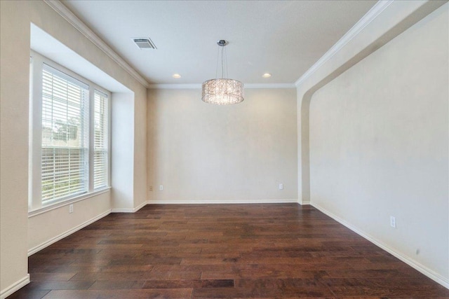 3012 Centennial Olympic Park, Austin, TX 78732 - empty room with healthy amount of natural light, ornamental molding, a chandelier, wood finished floors, and recessed lighting