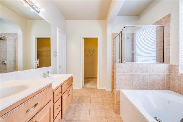 3012 Centennial Olympic Park, Austin, TX 78732 - full bath with a shower stall, double vanity, a garden tub, and tile patterned flooring