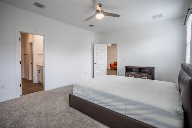 bedroom with visible vents, baseboards, and carpet floors