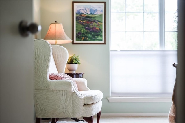 living area with baseboards