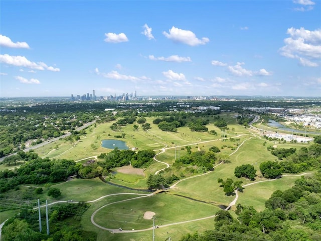 bird's eye view featuring a water view and a city view