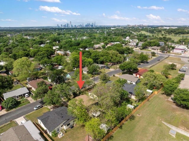 drone / aerial view with a city view