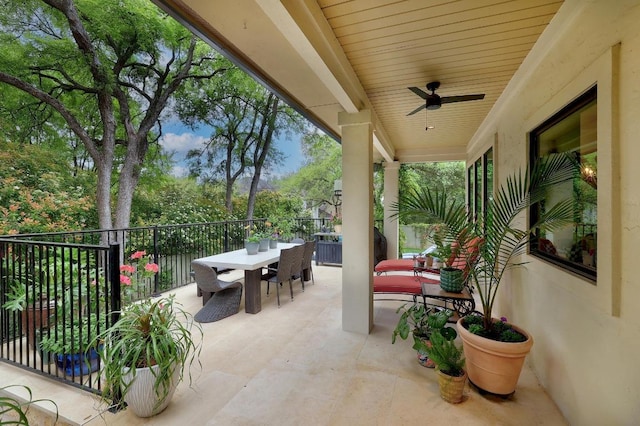 3705 Dogwood Creek Cv, Austin, TX 78746 - view of patio featuring a ceiling fan and outdoor dining area