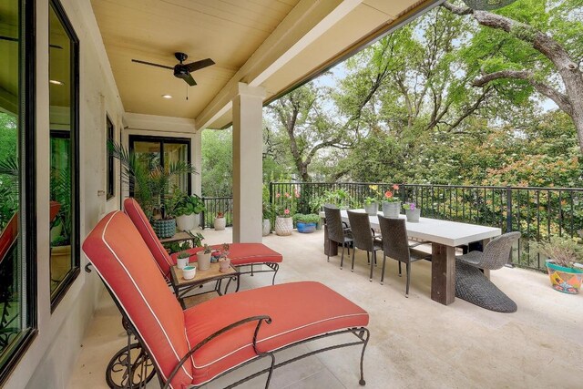3705 Dogwood Creek Cv, Austin, TX 78746 - view of patio with outdoor dining area and ceiling fan