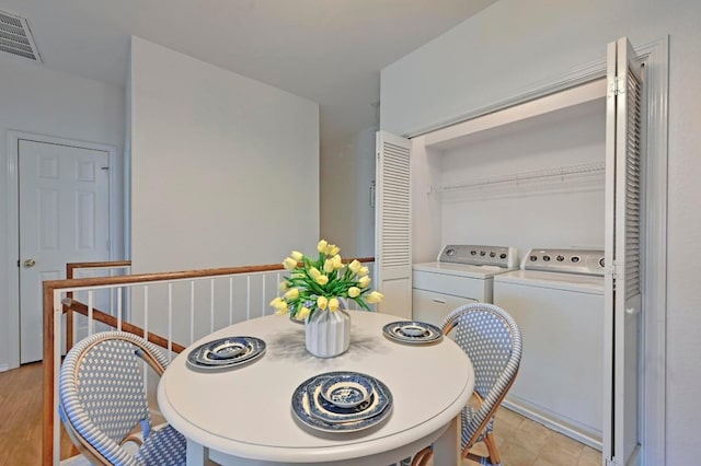 dining space with visible vents