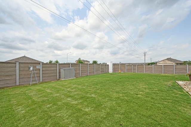 view of yard with a fenced backyard