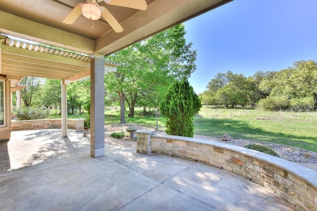 view of patio with ceiling fan